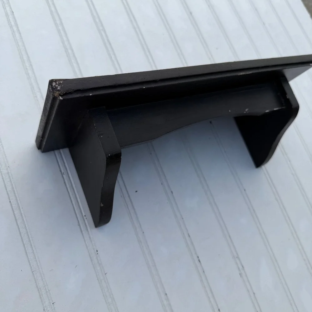 Small Dark Brown Wooden Wall Shelf with Plate Groove and Sawtooth Hangers